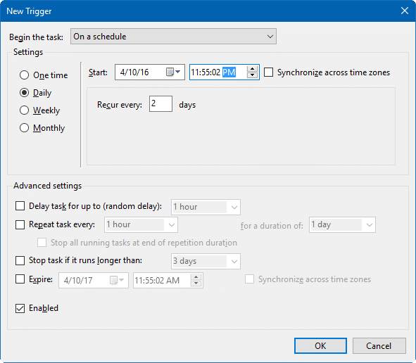 schedule windows defender scan in Windows 10 step7