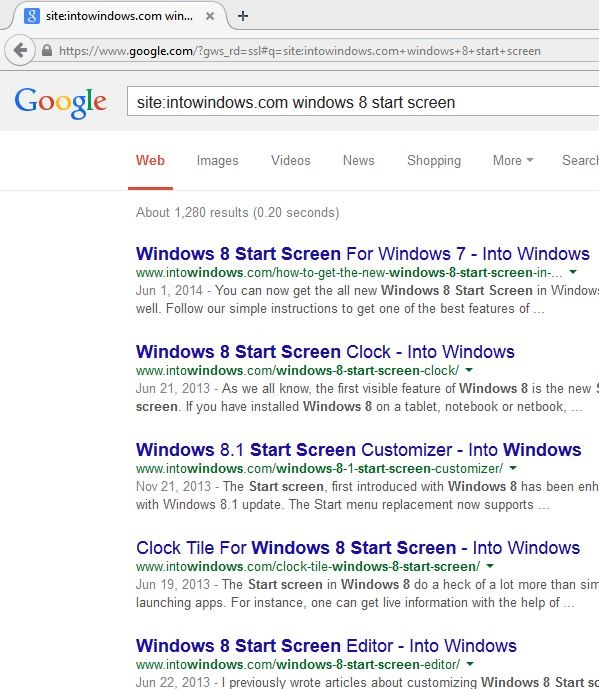 search a website using Google