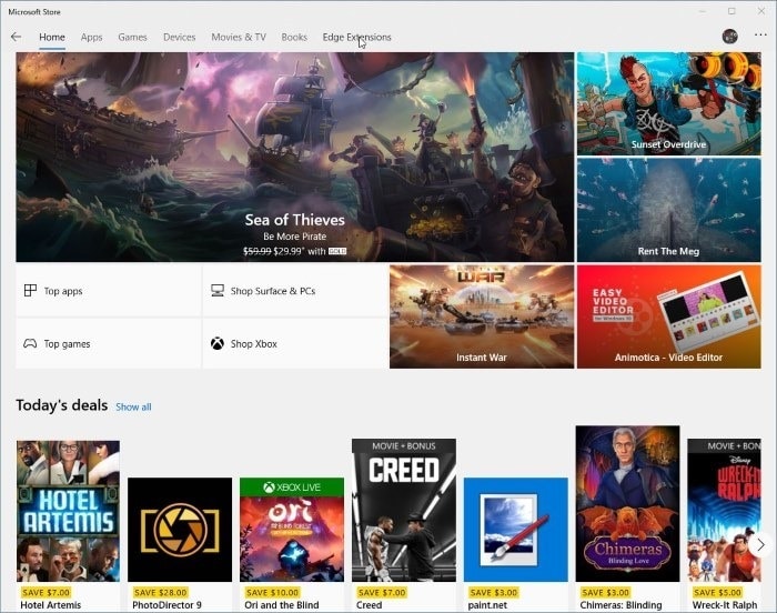 search missing from Store in Windows 10