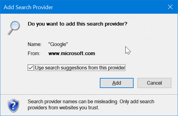 set Google as default search engine in Internet Explorer in Windows 10 pic4