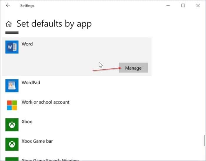 set Microsoft Office Word as default in Windows 10 pic2