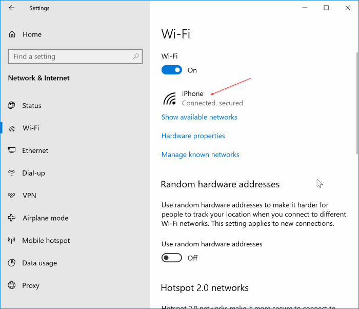 set Wi-Fi network as metered connection in Windows 10 pic2