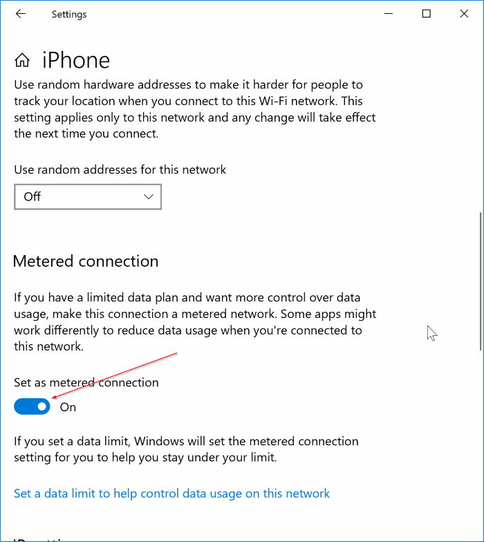 set Wi-Fi network as metered connection in Windows 10 pic3