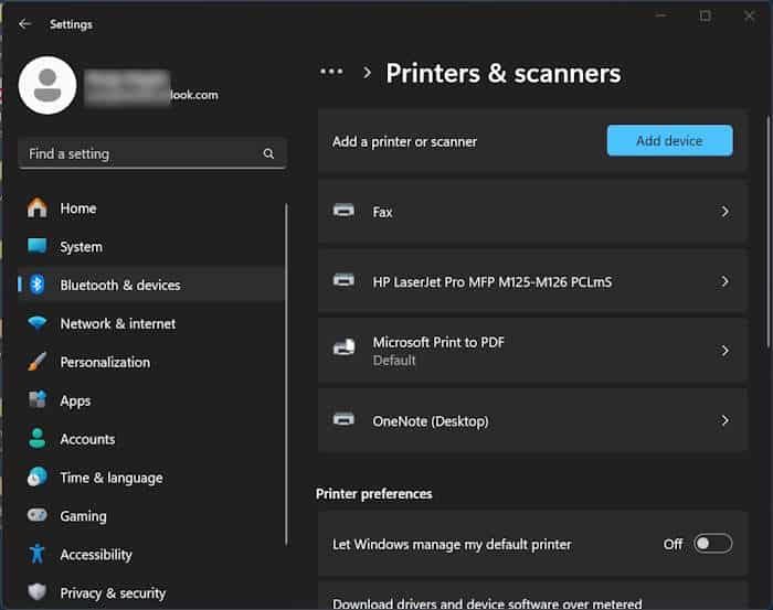 set default printer in Windows 11 pic2j