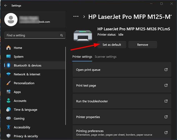 set default printer in Windows 11 pic3