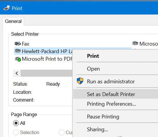 set default printer in windows 10 pic7