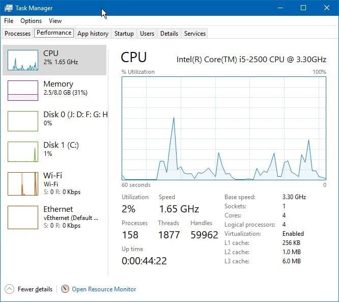 set default tab in task manager in windows 10