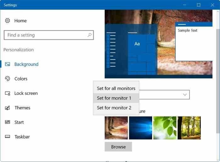 set different wallpapers for multiple monitors in Windows 10 step5