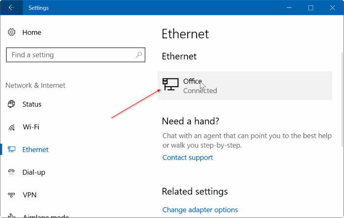 set ethernet connection as metered in Windows 10 pic3