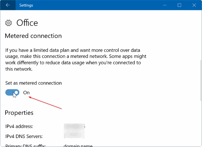 set ethernet connection as metered in Windows 10 pic4