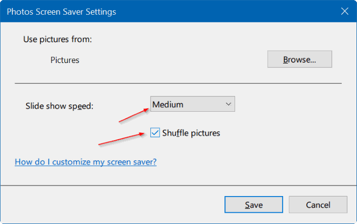 set photos as screen saver in Windows 10 pic5
