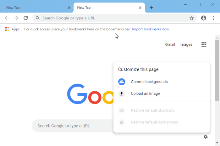 set picture as Chrome new tab page background pic1