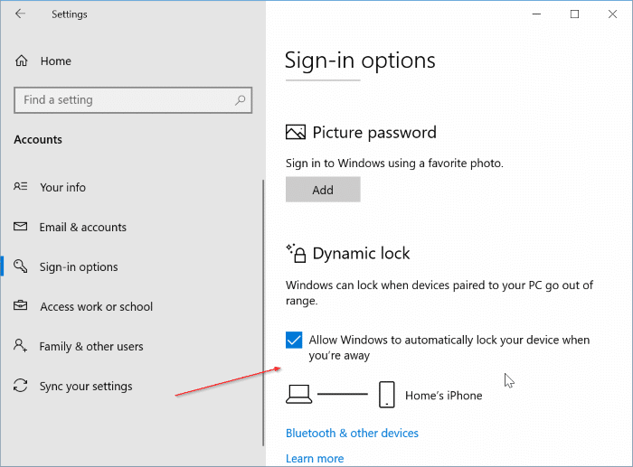 automatically lock Windows 10 PC when you are away