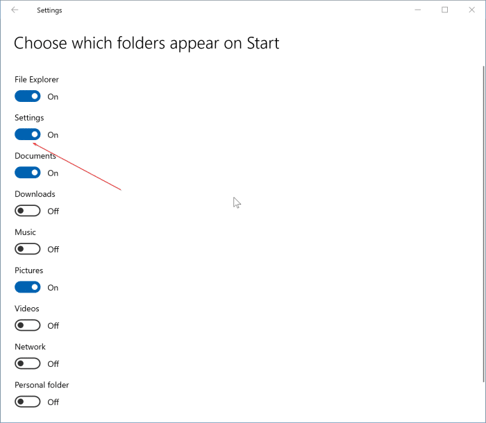 settings missing from the Start menu Windows 10 pic3