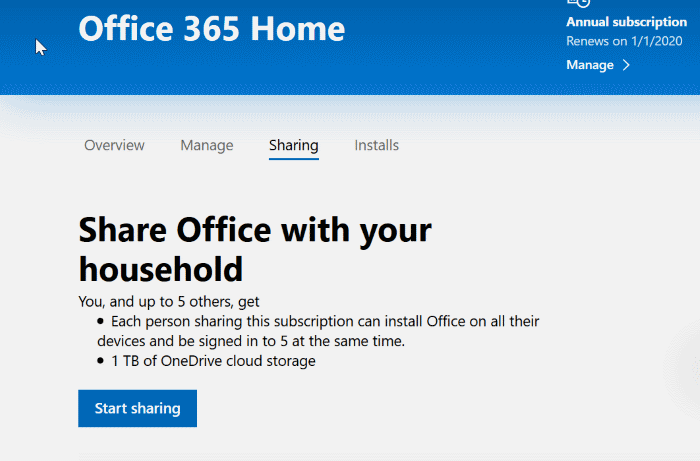 share office 365 home subscription with others pic1