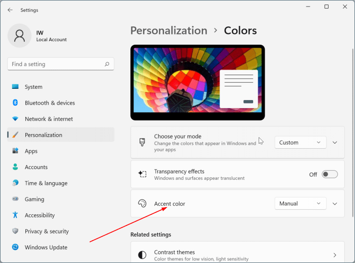 show color on title bars and window borders in Windows 11 pic3