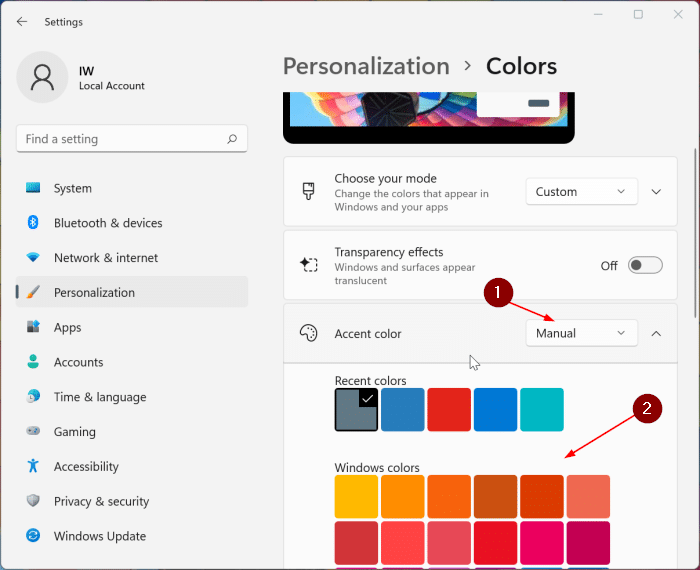 show color on title bars and window borders in Windows 11 pic5