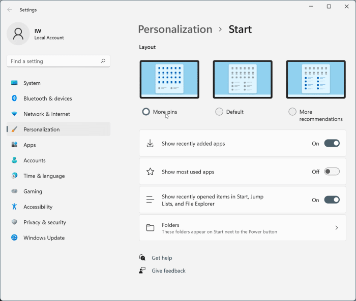 show more pinned apps in the Start menu Windows 11