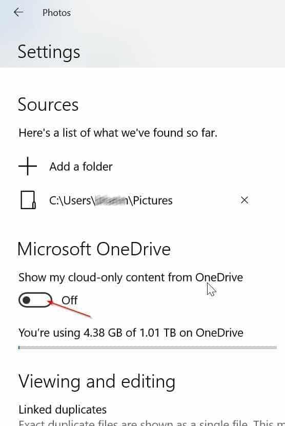 show or hide onedrive images in Photos app in Windows 10 pic2