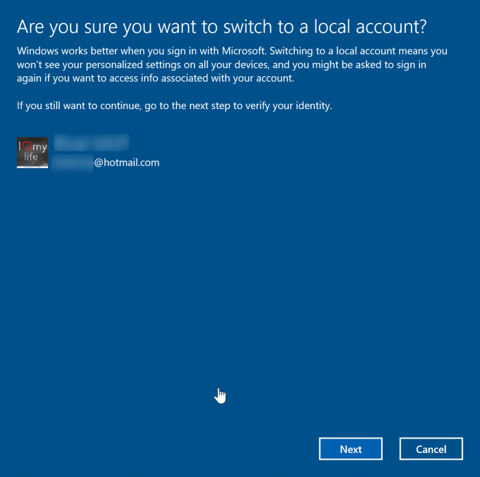 sign out of Microsoft account in Windows 10 pic2