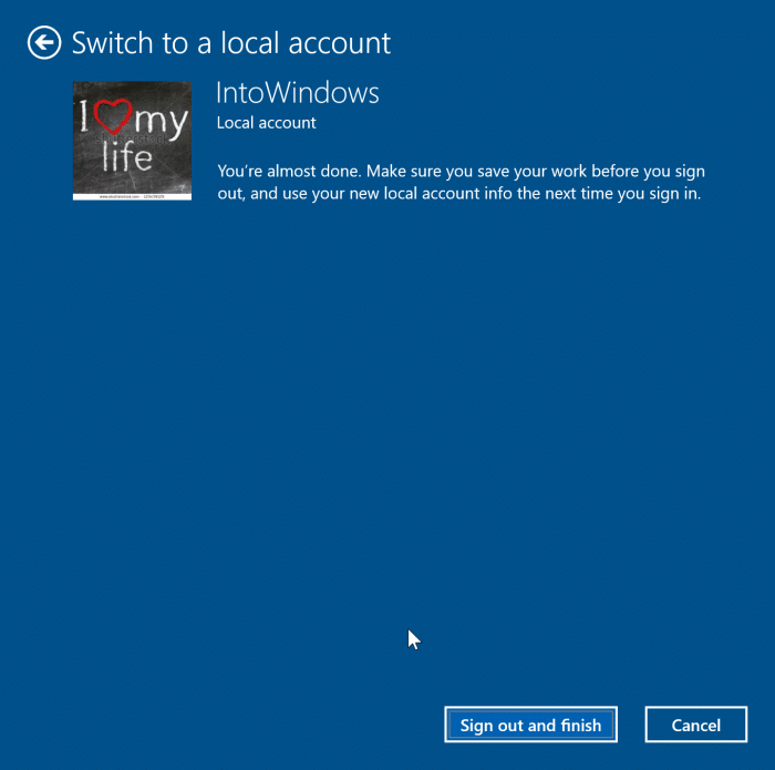 sign out of Microsoft account in Windows 10 pic6