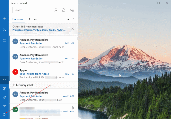 sign out of mail app in Windows 10 pic1