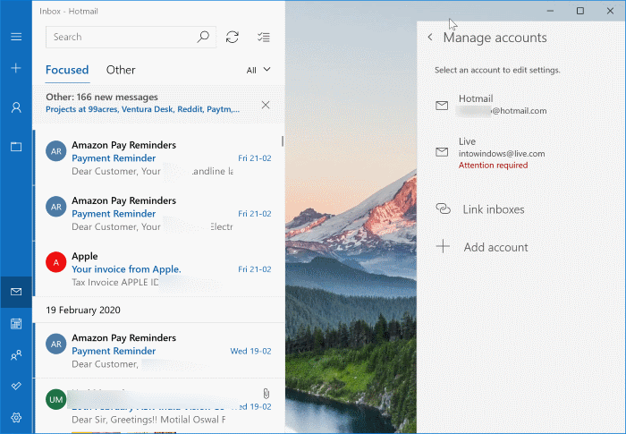 sign out of mail app in Windows 10 pic3