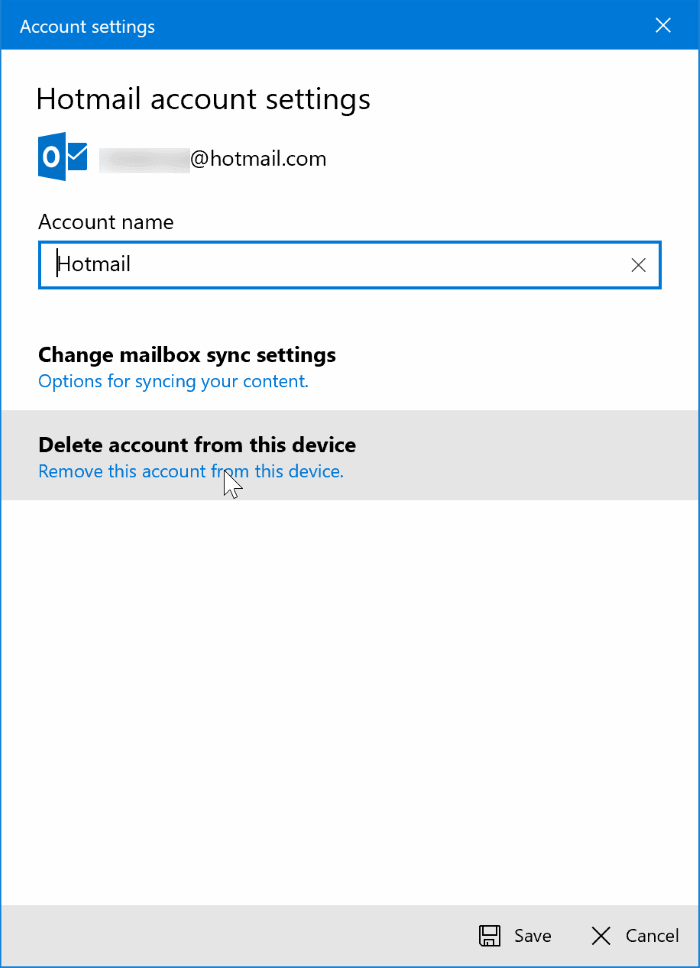 sign out of mail app in Windows 10 pic4