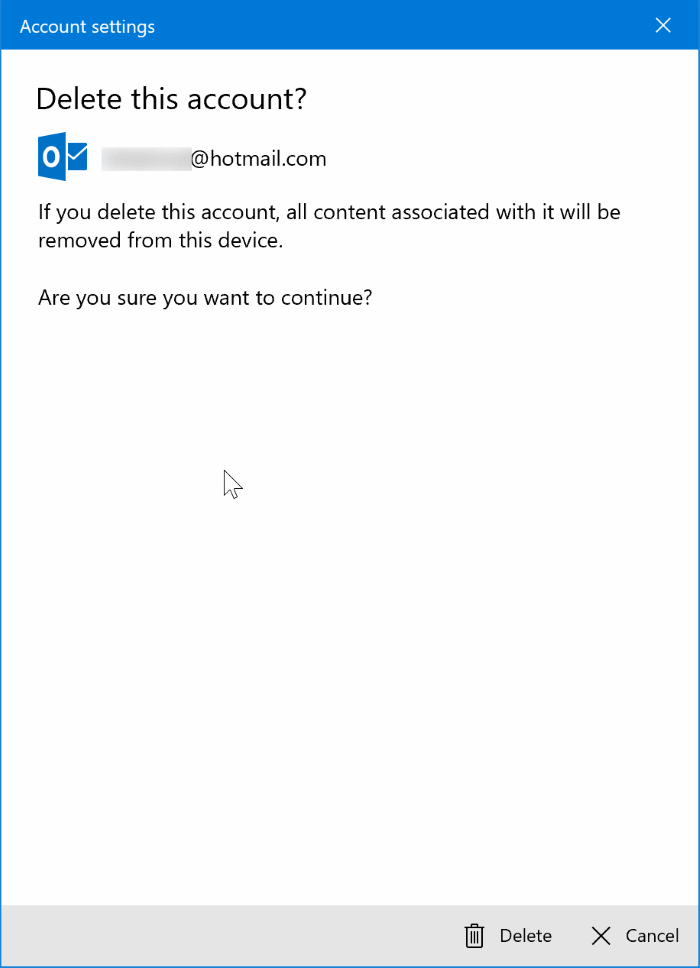 sign out of mail app in Windows 10 pic5