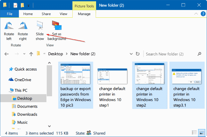 start slideshow right from File Explorer in Windows 10 pic02