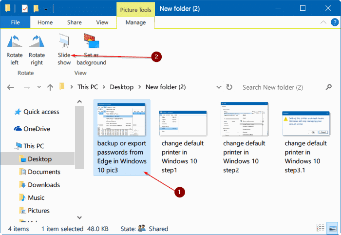 start slideshow right from File Explorer in Windows 10