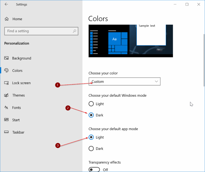 start taskbar and action center is grayed out in Windows 10 settings pic1