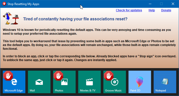 stop Windows 10 from automatically resetting default apps