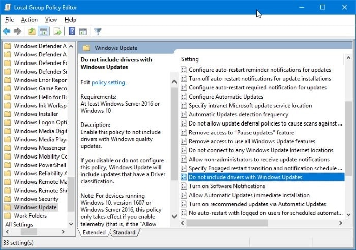 stop Windows 10 from automatically updating drivers pic1