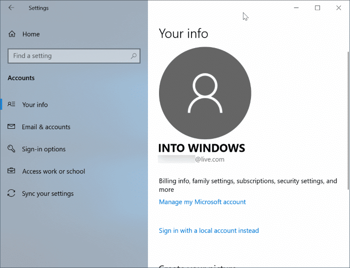 switch between local and Microsoft accounts in Windows 10 pic13
