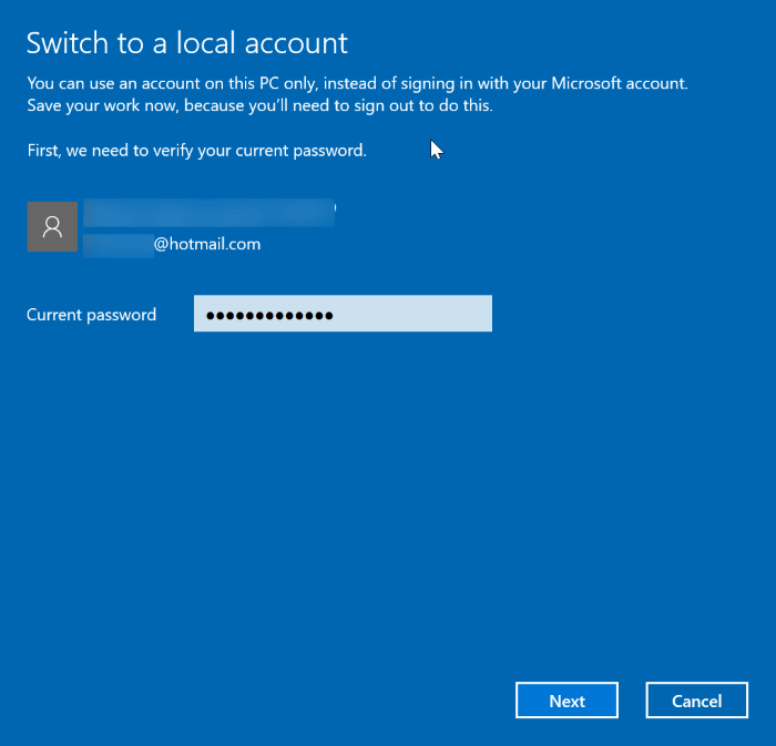 switch between local and Microsoft accounts in Windows 10 pic2