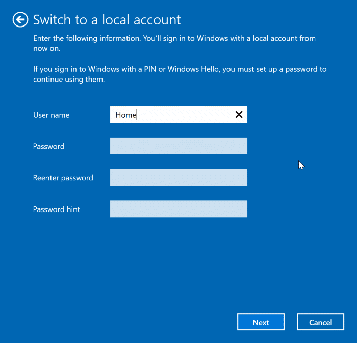switch between local and Microsoft accounts in Windows 10 pic3