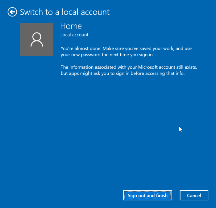 switch between local and Microsoft accounts in Windows 10 pic4