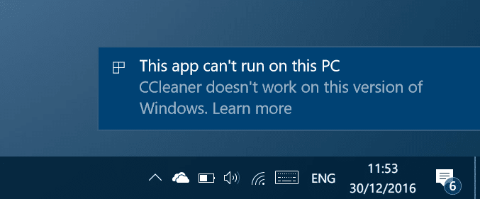 this app cannot run on this pc