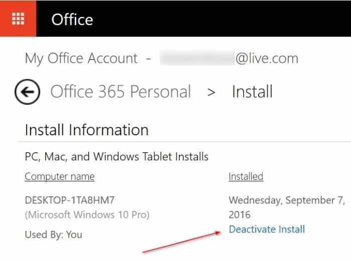 transfer Office 365 license to another PC step4