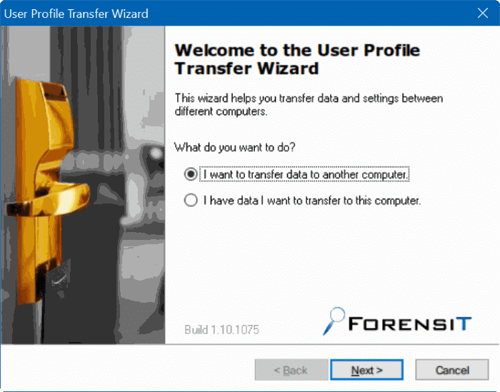 transfer user profiles in Windows 10 step1