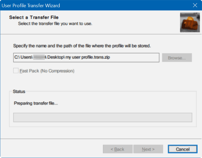 transfer user profiles in Windows 10 step5