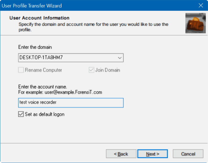 transfer user profiles in Windows 10 step9