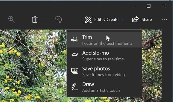 trim video files in Windows 10 using Photos app pic2