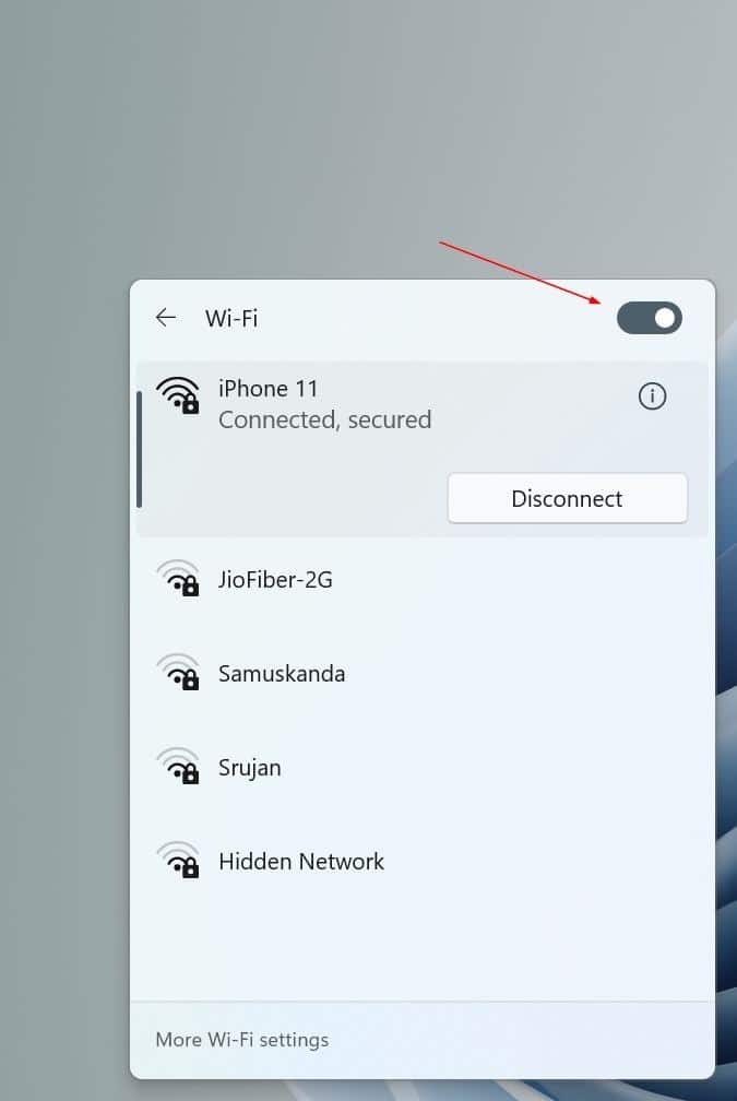 turn Wi-Fi on or off in Windows 11 pic9