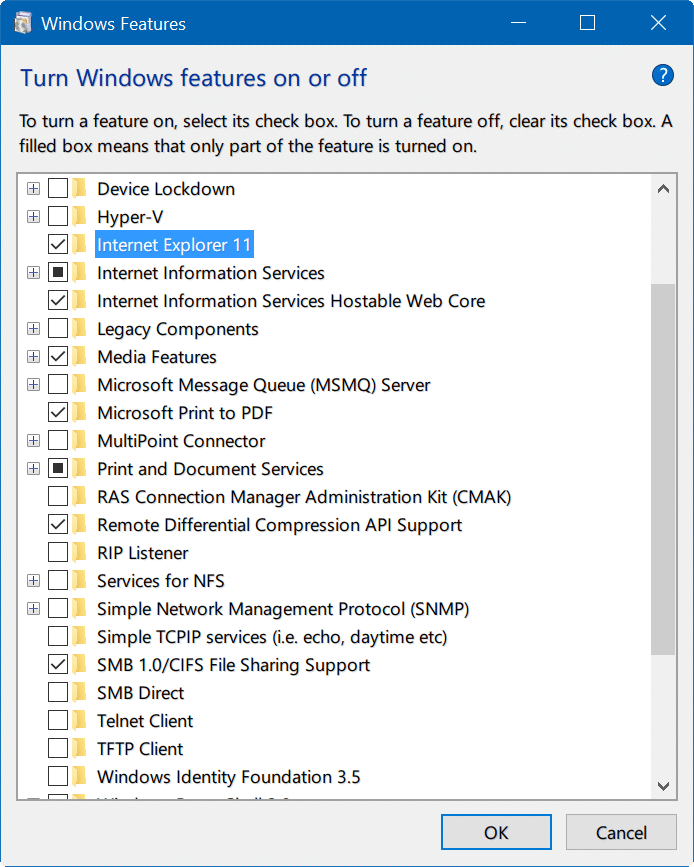 turn Windows 10 features on or off pic01