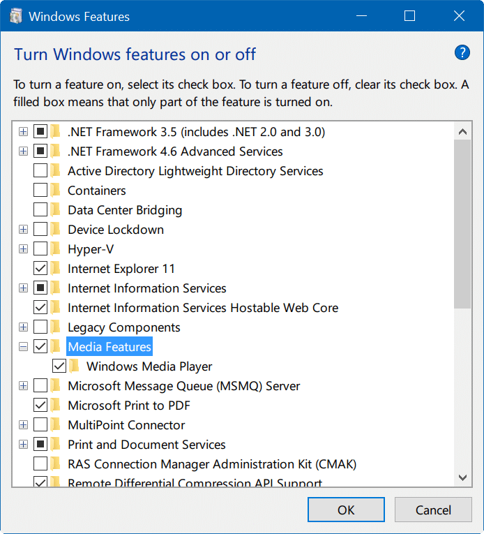 turn Windows 10 features on or off pic05