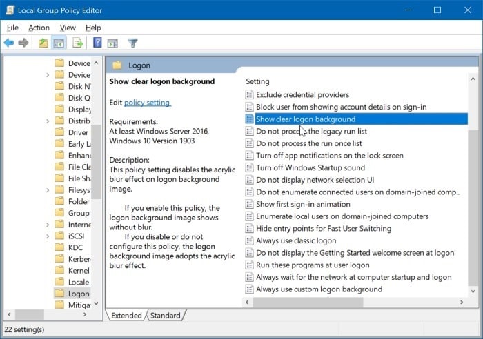 turn off blur effect on the sign in screen in Windows 10 pic1