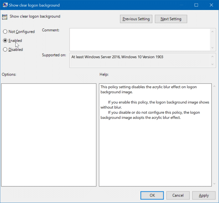 turn off blur effect on the sign in screen in Windows 10 pic2