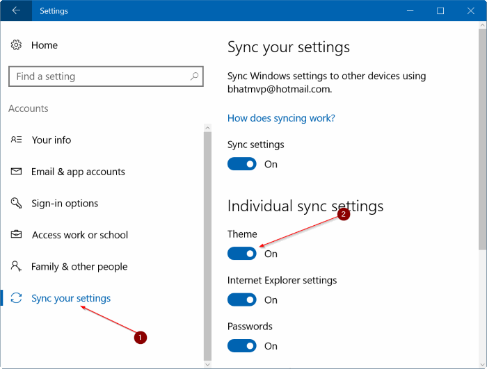 turn off wallpaper theme syncing in Windows 10 step3